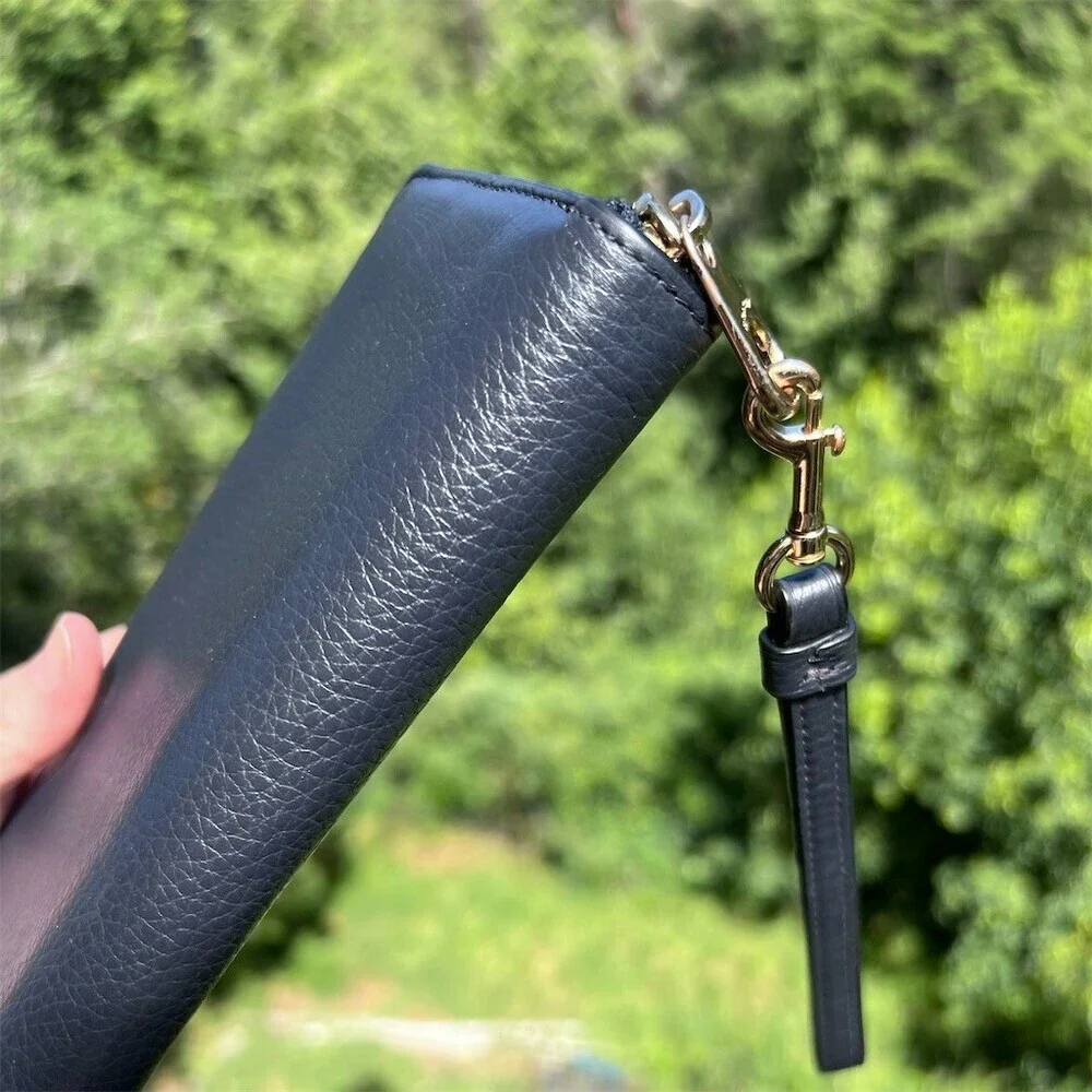 COACH Long Zip-Around Wallet Navy Blue Pebble Leather Silver Hardware AUTHENTIC
